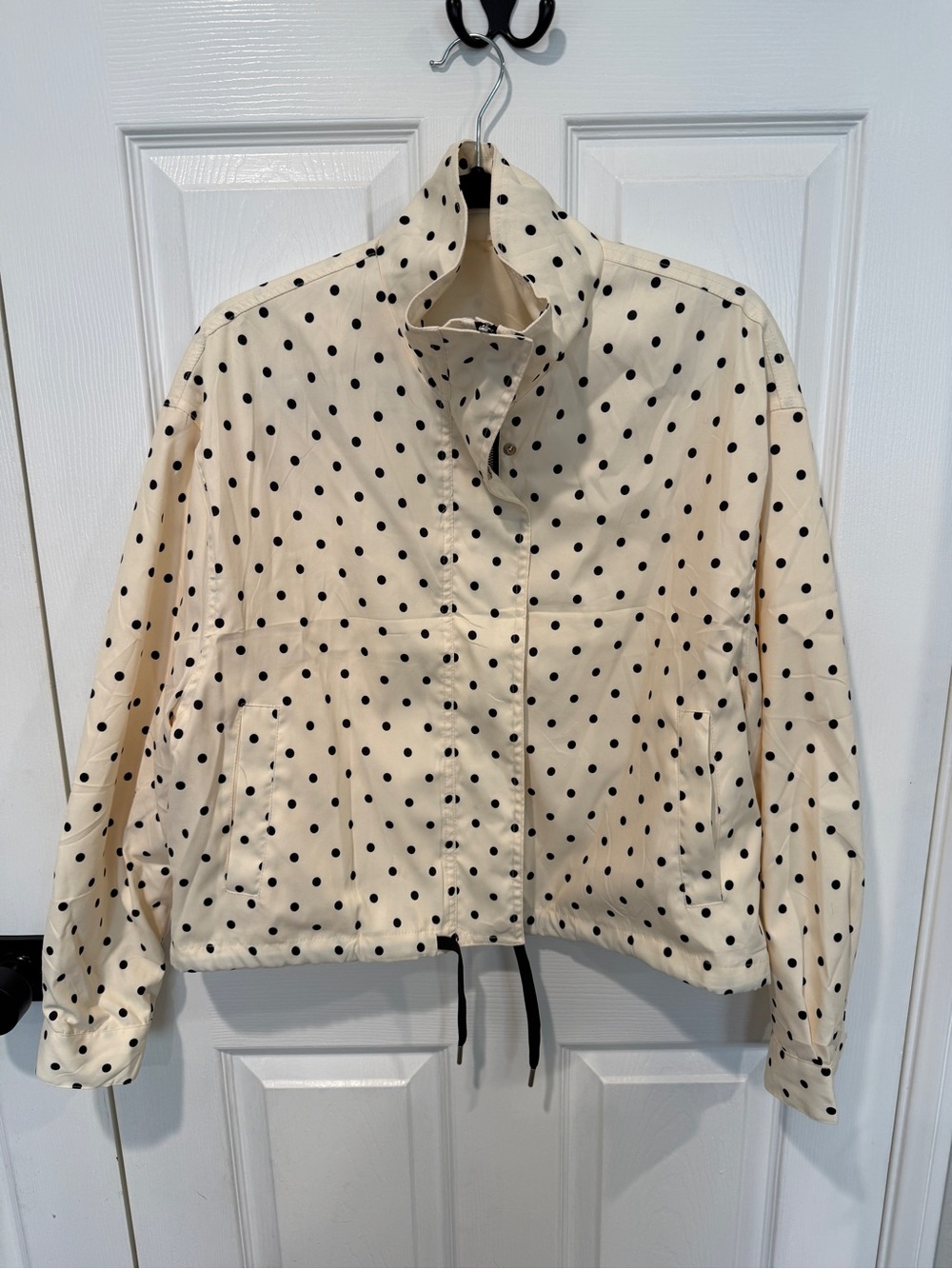 Polka Dot Bomber Jacket - Cream/Black